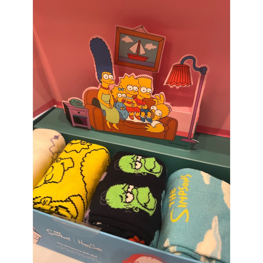Happy Socks x The Simpsons 4-Pack Gift Set Adult Crew Socks US M 8-12 New Box